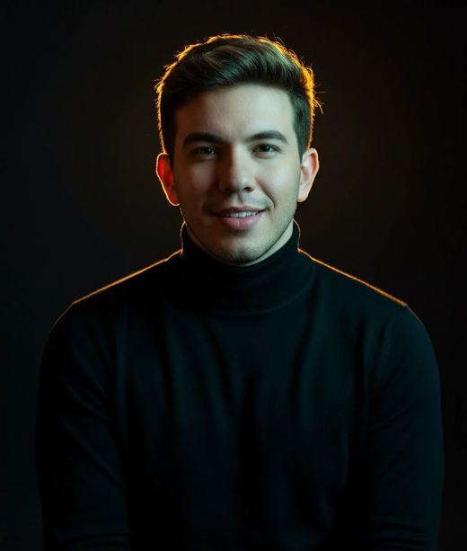 Orange rim-light founder portrait reference