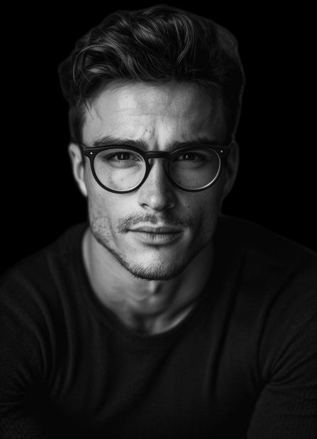Black and white glasses portrait